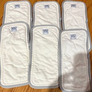 Set of 6 White and Gray Cloth Diaper Inserts